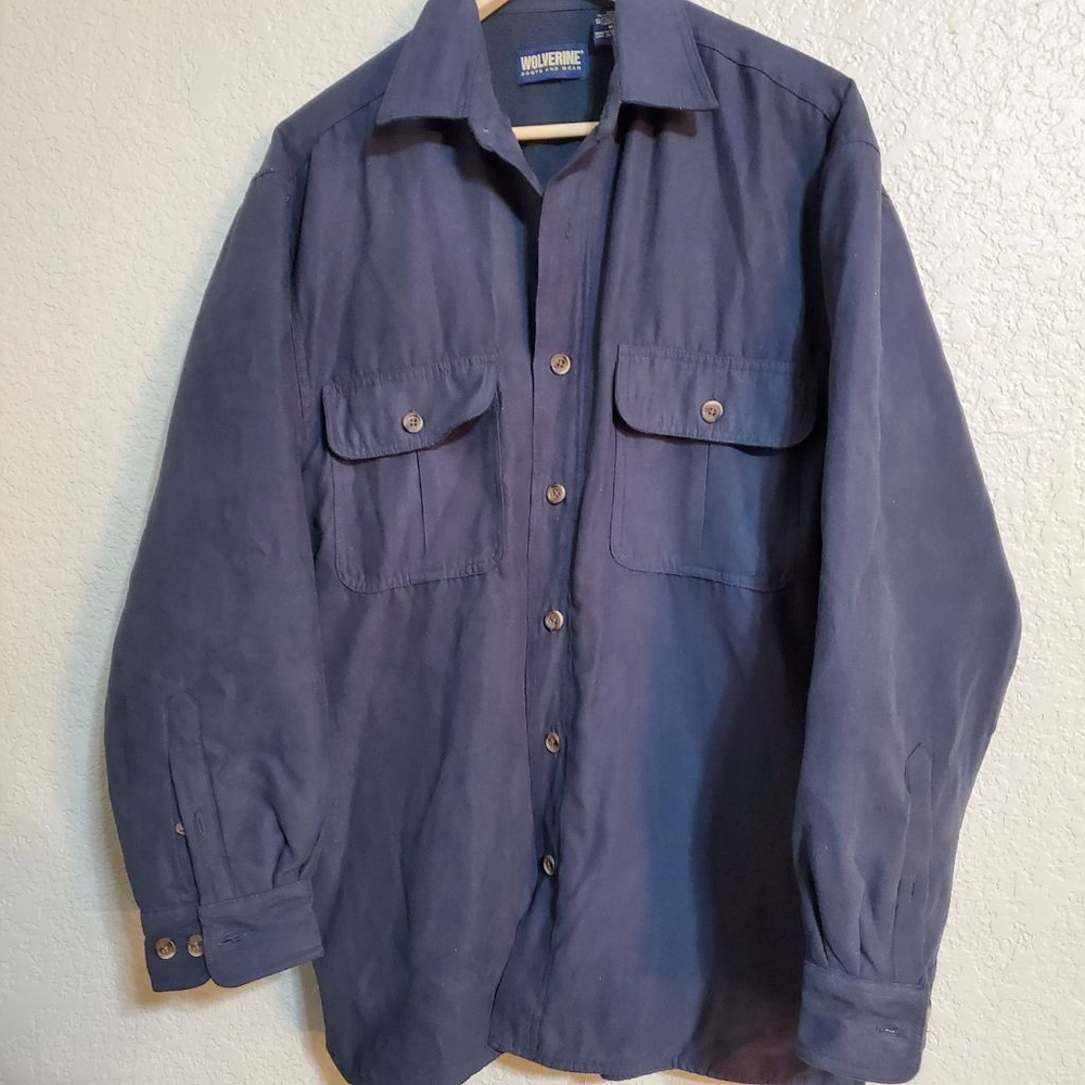 Men's Wolverine Flannel Lined Shirt Navy Size M